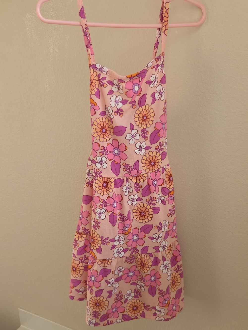 Cat & Jack Pink Floral Sundress with Orange Accents
